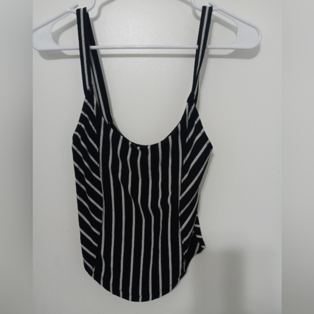 Intimately free people Contrasting black white stripes cropped tank top XS